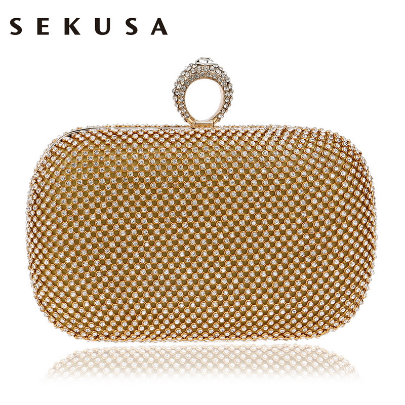 Pochette Mariage Pochette Soiree Beige Simili Cuir Paillette