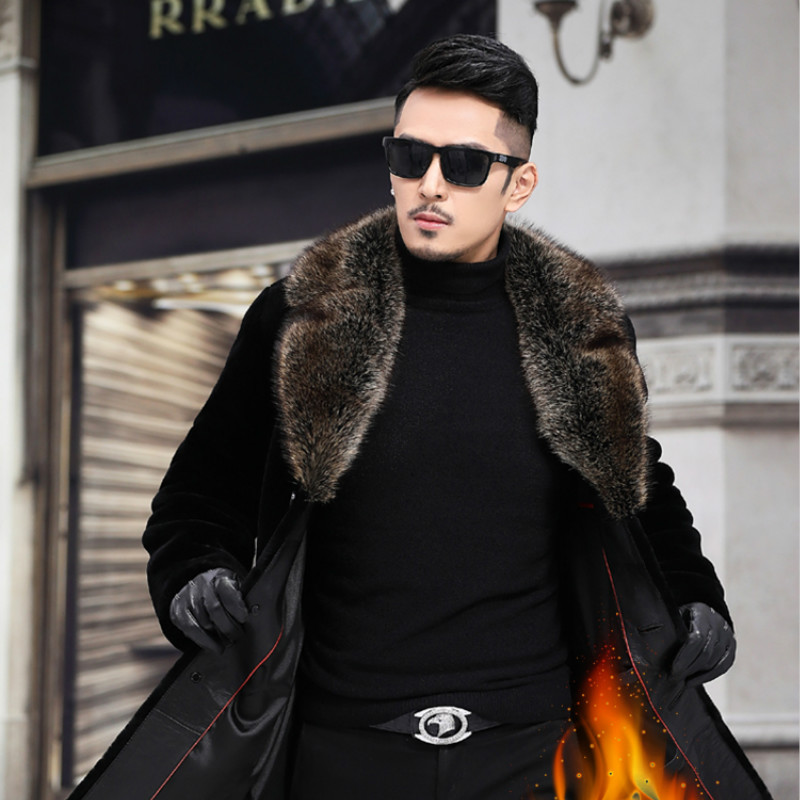 

Shearing Real Men Sheep Winter Coat Collar Hooded Wool Jacket for Mens Clothing Plus Size Casaco DS524 YY882, Short