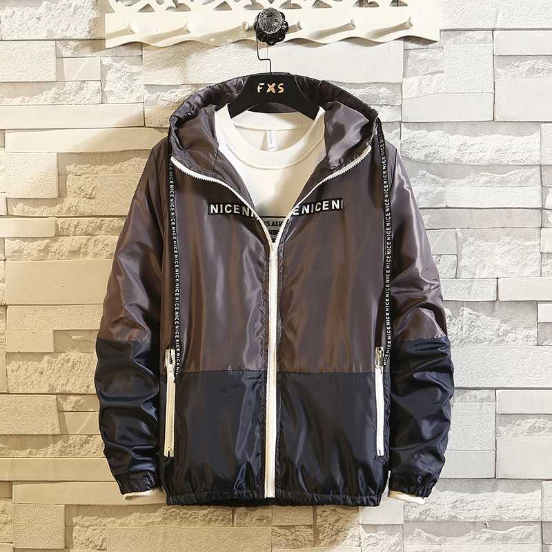 

2019 New Fashion Patchwork Windproof Jackets Spring Summer Warm Hooded Jackets Coats Casual Streetwear Long Sleeve Zipper Jacket, Y288-white