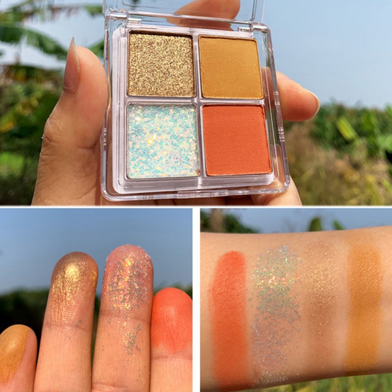 

4 Colors Matte Glitter Eye Shadow Pigment Eye Shadow Palette Makeup Cosmetics Eyeshadow 7662, 01