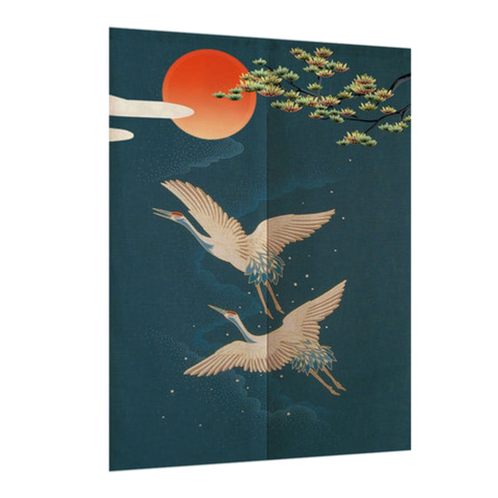 

japanese noren doorway curtain tapestry room partition curtain- flying crane