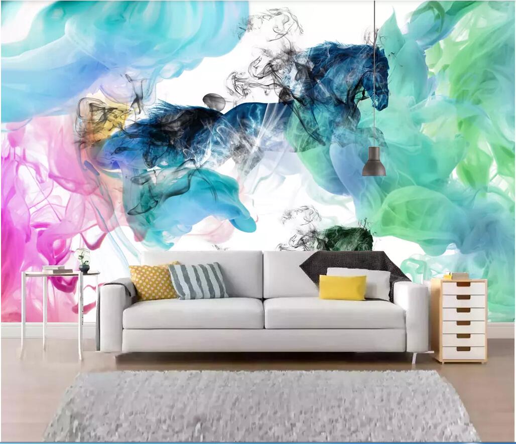 

3d wallpaper custom photo mural Horse to success abstract artistic ink TV Background Wall wallpaper for walls 3 d, Light yellow