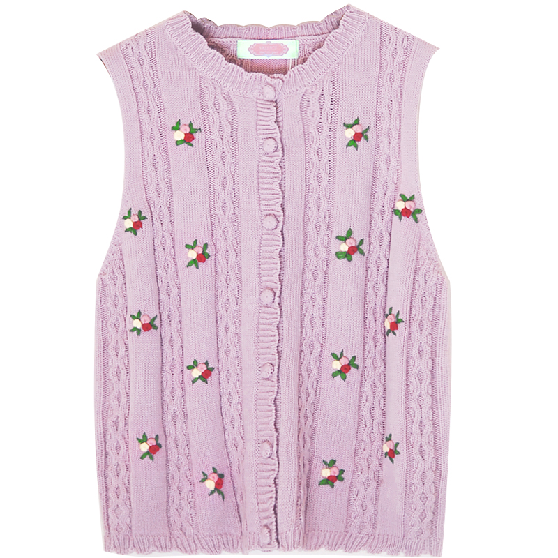 

2020 Spring Summer sweater Vest sleeveless embroidery floral Sweater, White