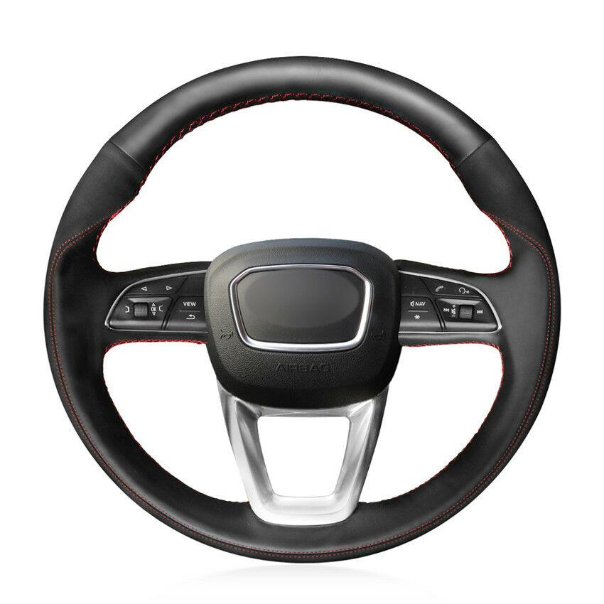 For Audi Q7 2016 2017 hand-sewn steering wheel cover black artificial leather-image-545041770