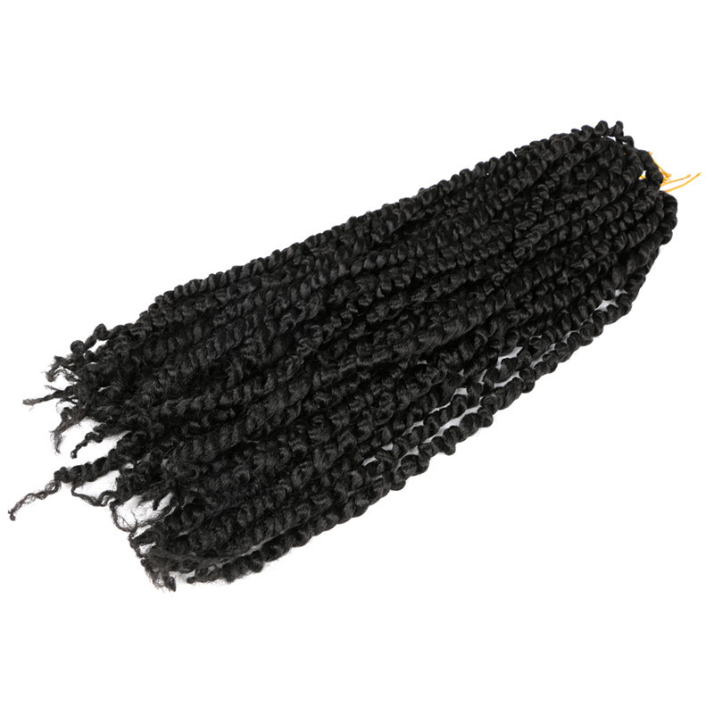 

Synthetic Pre-twisted Bomb Spring Twist Hair 18 inch Passion Twists Crochet Hair 80g/pc Synthetic Braiding Hair Extensions, 1b-bug