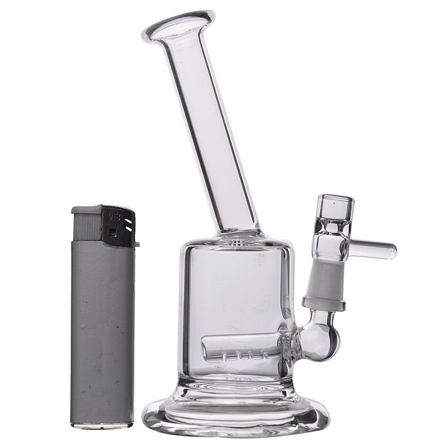 

15cm tall Mini Bongs Recycler Oil Rigs Water Bong Clear Thick Glass Water Pipes Free Shipping 10mm Bowl Piece Cheap