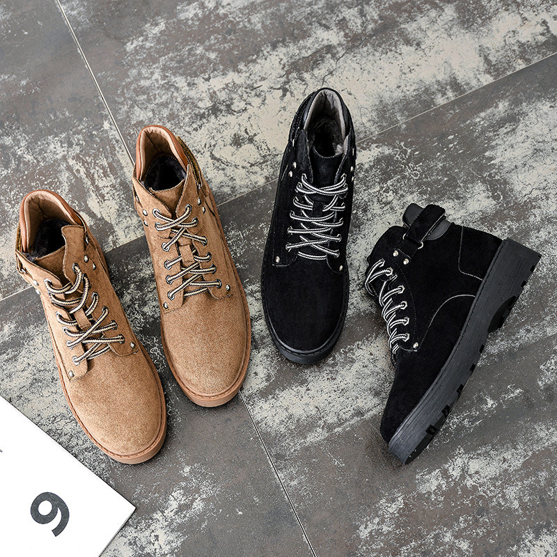 

Hot Sale-Fashion Martin boots new Breathable wild short Boots British wind ins boots Brown Black Winter Keep Warm Shoes, Black single