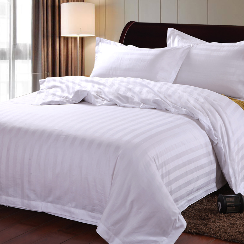 

2020 New Style White Satin Stripe 100% Cotton 4-piece Set