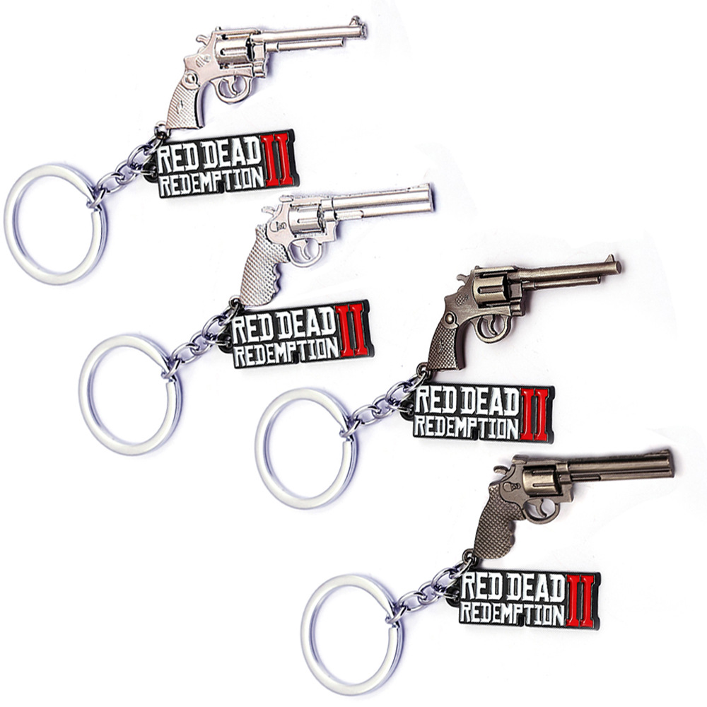 Cl/é de voiture Cha/îne en m/étal de pistolet Mod/èle Porte-cl/é Red Dead Redemption 2/ porte-cl/és Pendentif Cl/é en alliage pour Cool Hommes et Femmes