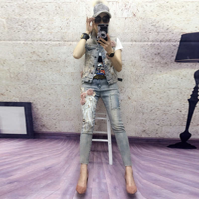 

Blue, Gray The New Sequins Ripped Jeans Fashion Women'S Wear ShuHua171
