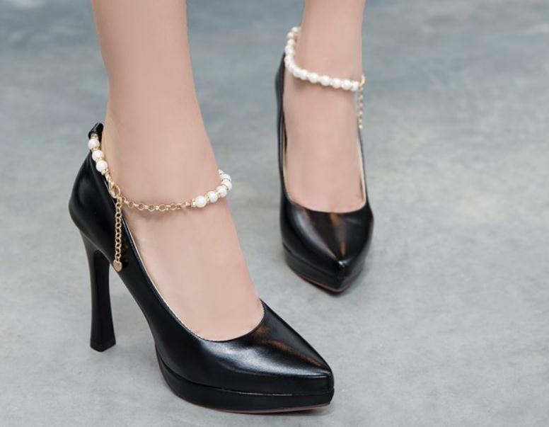 

2019 Women's shoes in Spring and Autumn with New style High heel fine heel pointed end waterproof table@OP312, Beige