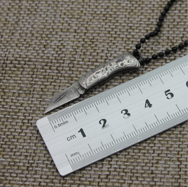 

Mini pocket full Damascus steel pearl small folding tool