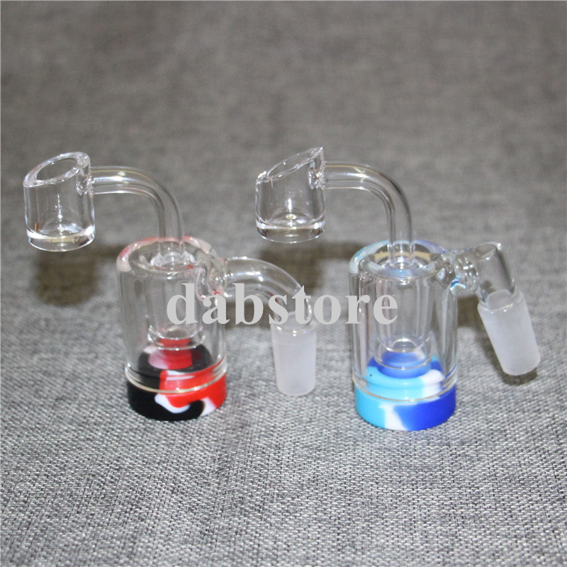 

New 2inch Glass Ash Catchers Silicone Container Reclaimer with 14mm Thick Pyrex Ashcatcher Bong Water Pipes quartz bangers for Smoking