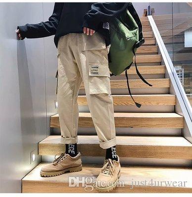 

Mens Ins Fashion Straight Cargo Pants Casual Loose Solid Pants Hip Hop Male Long Pants M-XXXL, Black