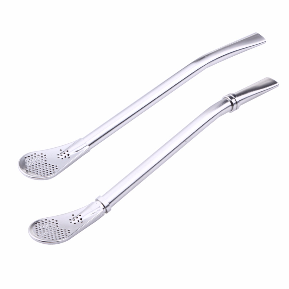 

Stainless Steel Drinking Straw Spoon Tea Filter Yerba Mate Coffee Straws Bombilla Gourd Reusable Drink Spoons Teas Tools Washable Bar Accessories