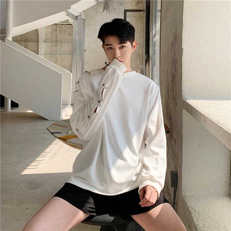 

Male Women Streetwear Hip Hop Couple Sweatshirt Men Metal Ring Hollow Long Sleeve Casual Pullover Hoodie, Bf24