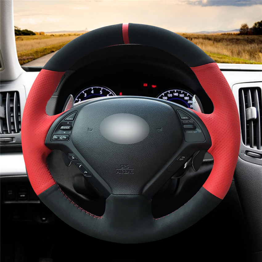 MZSC Universal Antideslizante Sudor Trenza de Cuero en el Coche Volante Cubiertas Cubierta de Gamuza Estilo del Deporte de Ruedas Color : Red, Size : 36CM
