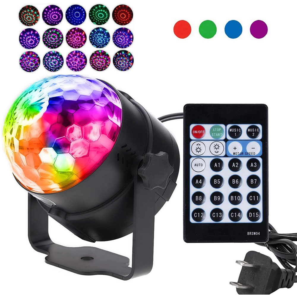 

Disco Ball Party Lights Sound Activated Ocean Wave LED Strobe Light,15 Colors DJ Lights with Remote Control for Home Parties Birthday