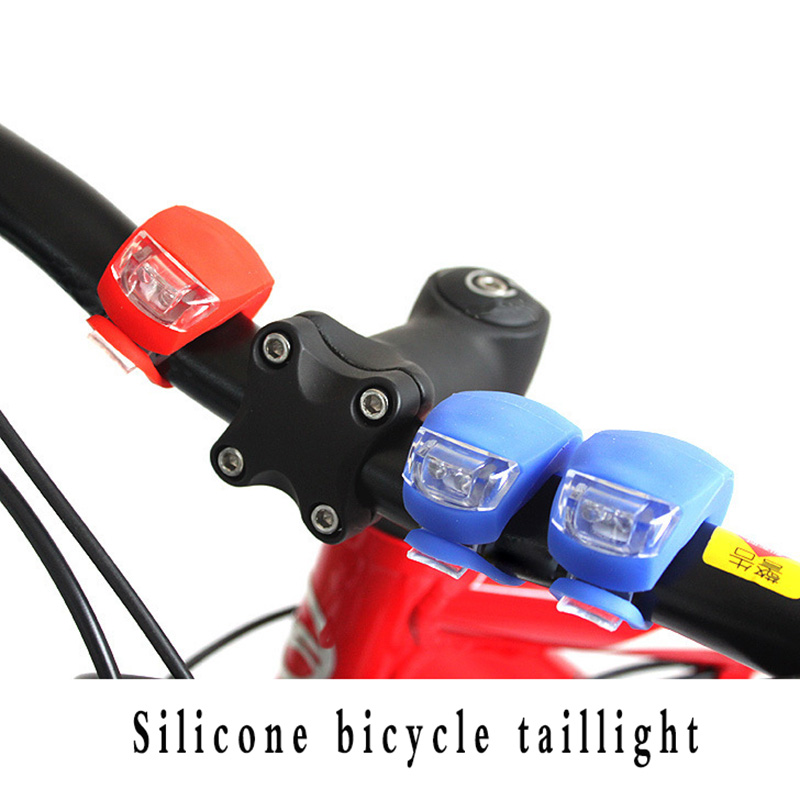 2PCS Rear Front Light LED Silicone MTB//Road Bike With Battery Push Cycle Light