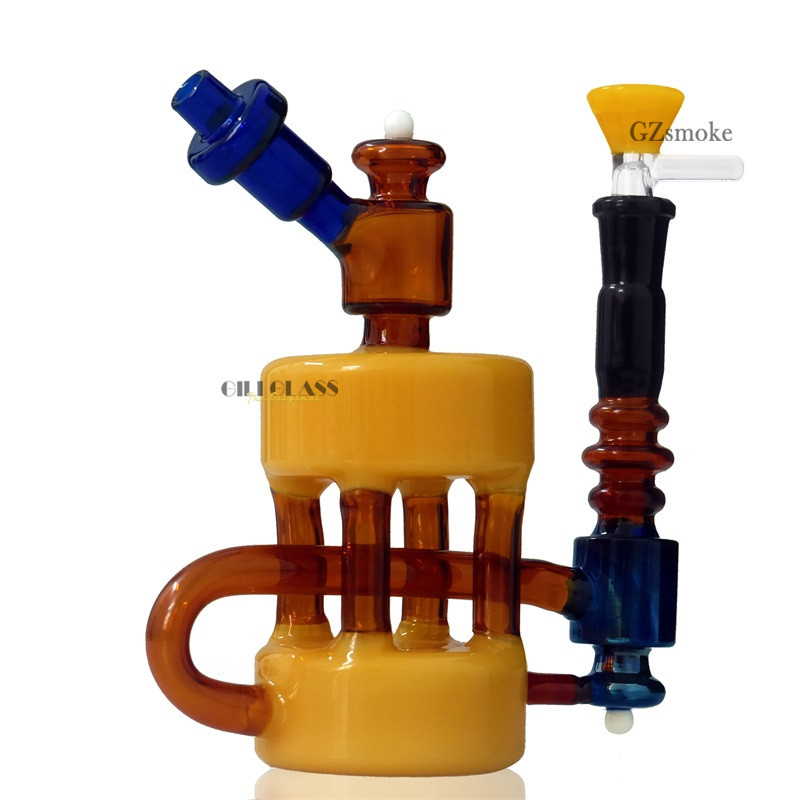 

New design recycler colorful bong heady wax dab rig quartz banger water pipe oil rigs glass water bongs hookahs drop shipping