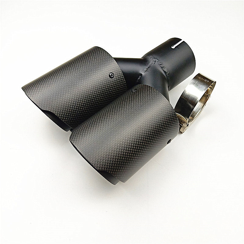 

A piece Real Carbon fiber Rear Exhaust pipe Y Model Matte Black Dual Nozzles Muffler tip Length 240 MM