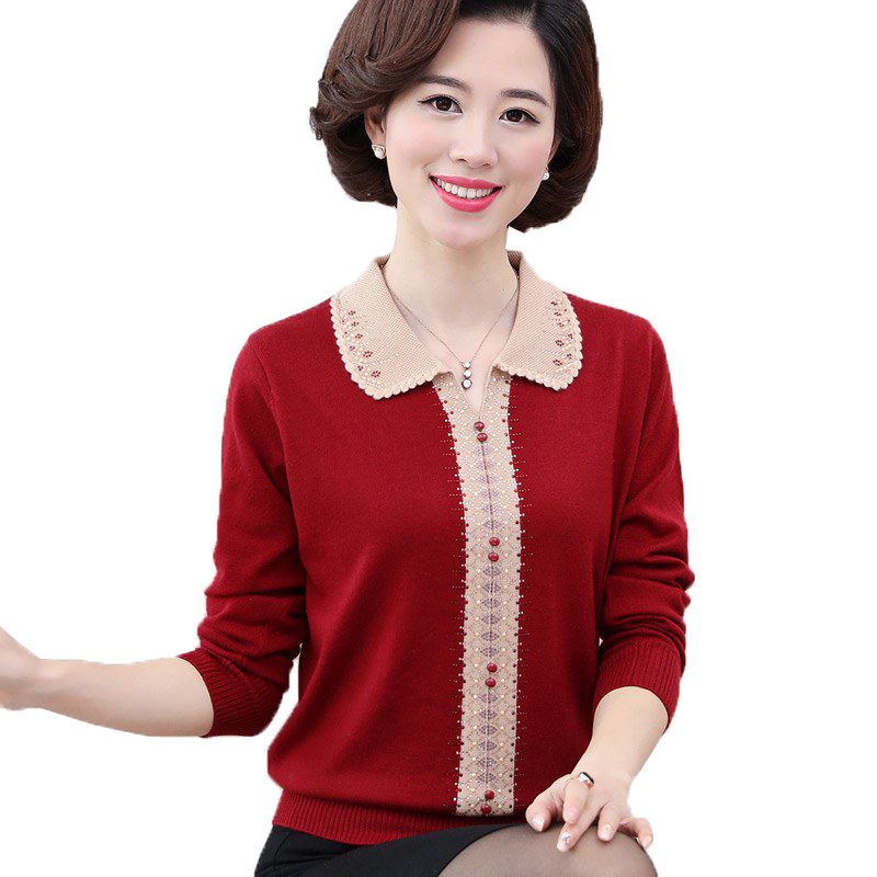 

2020 mother temperament Pullovers sweater female spring autumn knit sweater Middle-aged Elderly knitted Women R170, Purple
