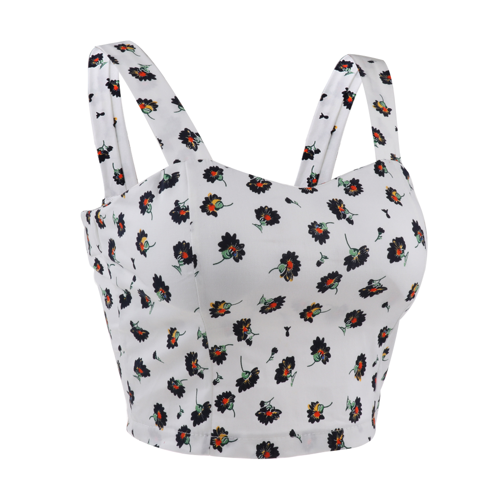 

women vintage padded camisole built-in bra crop bralette lingerie, Red;black