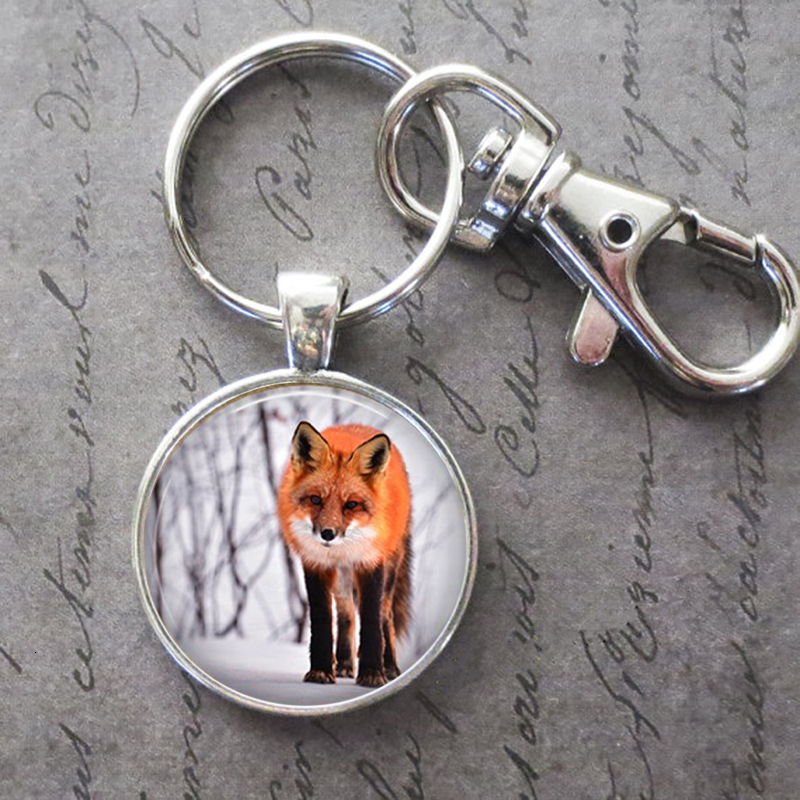 

Fox In The Snow Key Ring Key Chain Buckle Animal Pendant Birthday Festival Anniversary Gift Jewelry Accessories