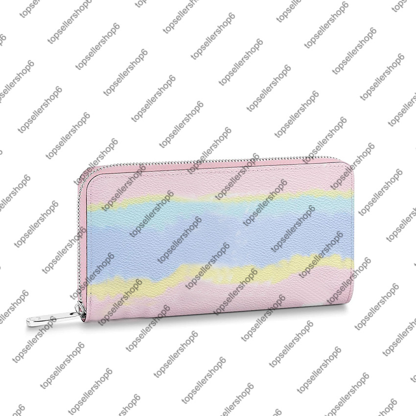 

M69110 M68841 ESCALE ZIPPY WALLET canvas real Cowhide-leather women men tie-dye cash card coin zipper wallet purse bag, Not sell alone gift bag