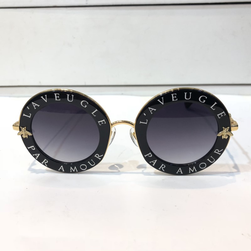 

Luxury 0113 Designer Sunglasses For Women Fashion Round Summer Style Black Gold Frame eyewear Top Quality UV Protection Lens Come With Case