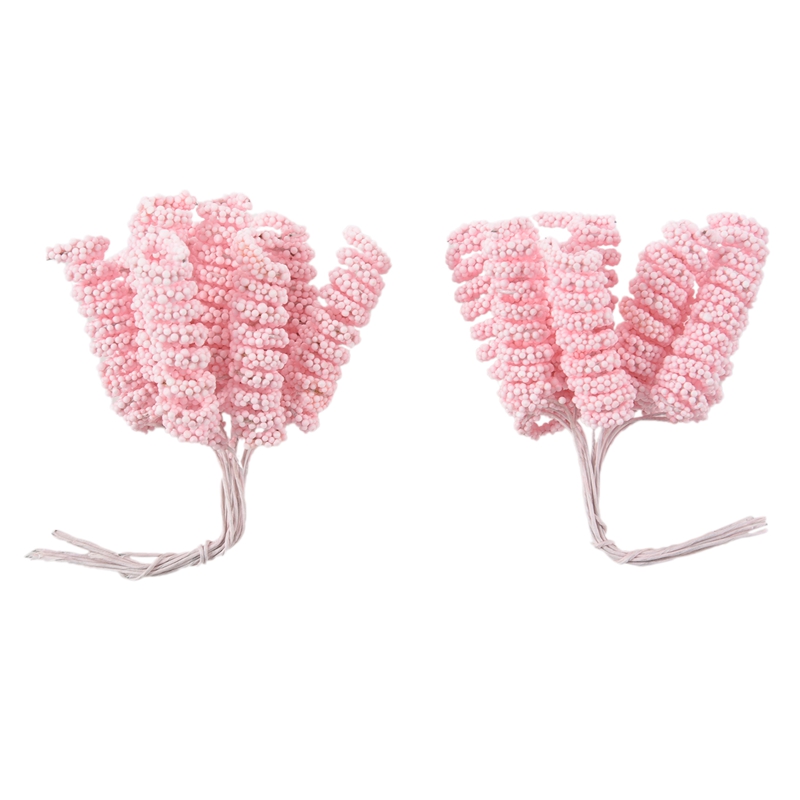 

24pcs/ lot 4cm Foam Artificial Curly Stamen Berry For Wedding DIY Floral Home Rose Decoration Craft Simulation Fake Flowers(pink