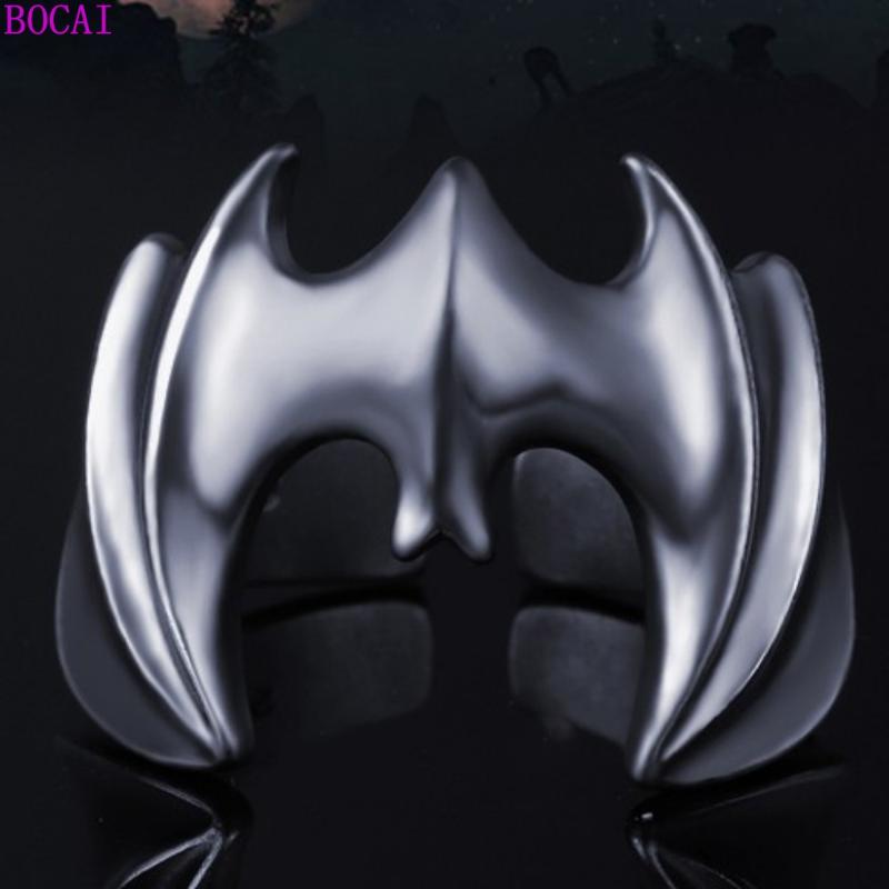 

Retro bat ring s925 Sterling Silver men's ring Thai silver opening male rings personality hip hop index finger man jewelry
