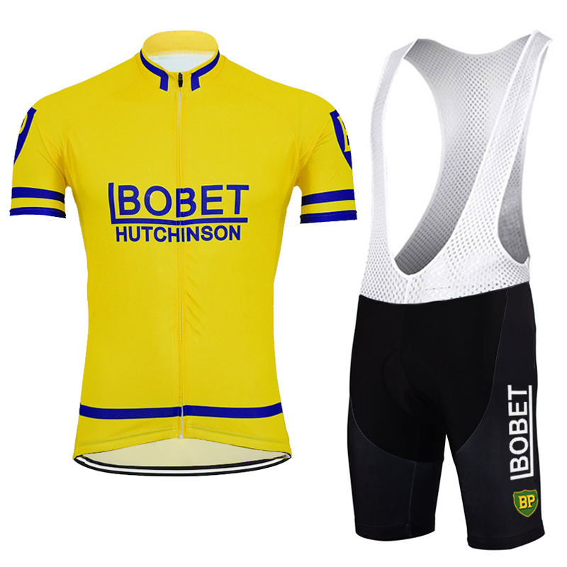 

Cycling Jersey Sets Men's Yellow Retro Set Short Sleeves Clothing Bike Wear Ropa Ciclismo Bicycle Bib Shorts Lycra, Style photo
