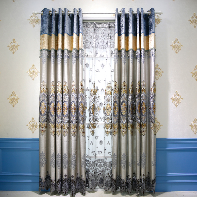 

Gold Cationic Light and Luxurious Hollow Embroidery Curtains for Living Dining Room Bedroom, Tulle