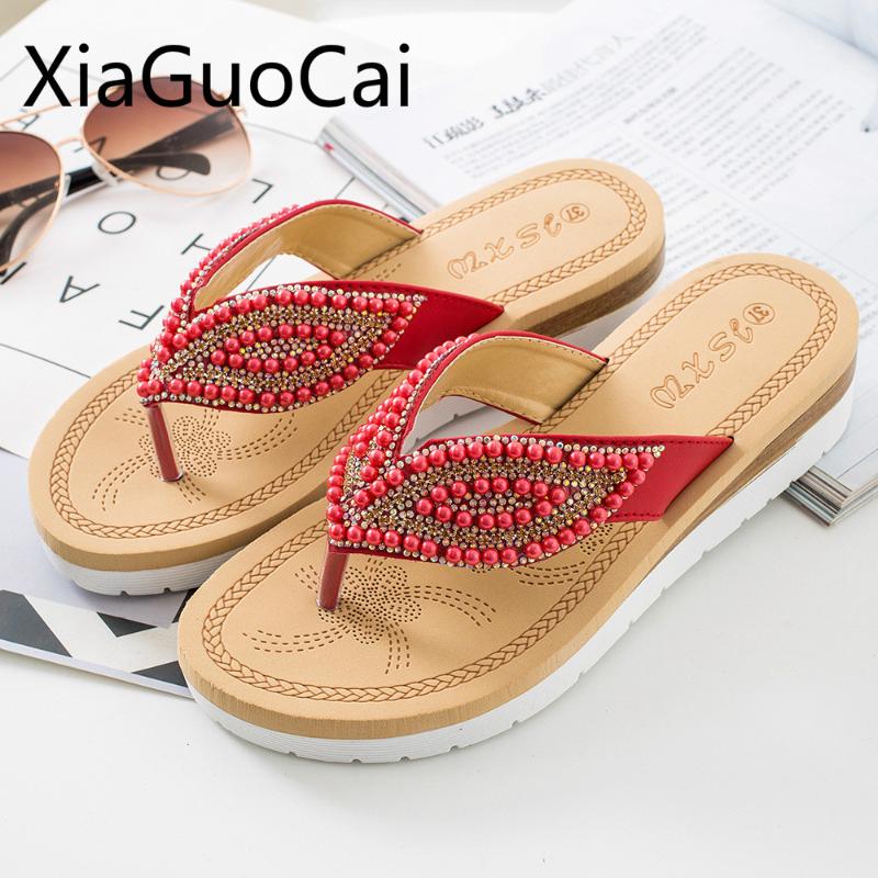 

Crystal Beach Women's Slippers New Fashion Ladies Flip Flops for Cross-border Solid Pu Summer Women Flat Flip Flops, White