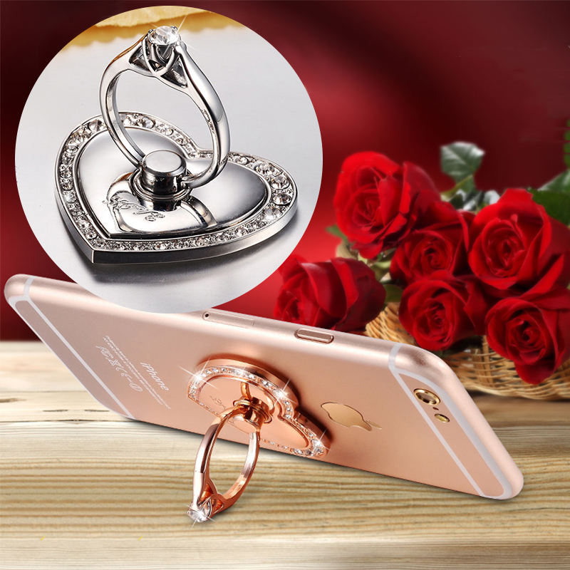 

Mobile Phone Finger Ring holder Grip 360 Degree Rotatable Love Cute Smartphone Stand Love CuteHolder Socket Metal Cell phone Stand, Gold