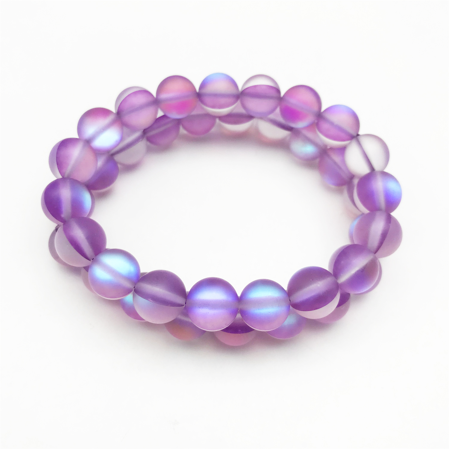 

10mm Purple Aura Quartz Beads Bracelet,Gemstone Bracelet,,Elastic Bracelet,Good Luck Bracelet