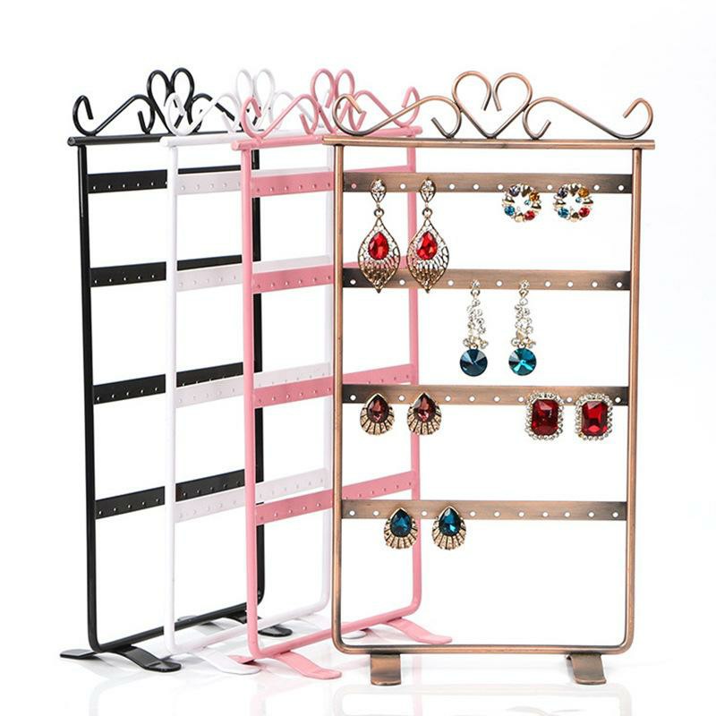 Free delivery Metal Earring Stand Ear Stud Rack Necklace Chain Jewelry Display Holder Jewelry Organizer Rack Earring Display Shelf-image-500128608