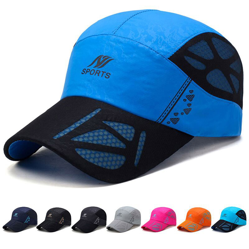 

Men women sport running caps Adjustable outdoor visor cap summer sun hat breathable mesh hats Baseball, Blue;gray