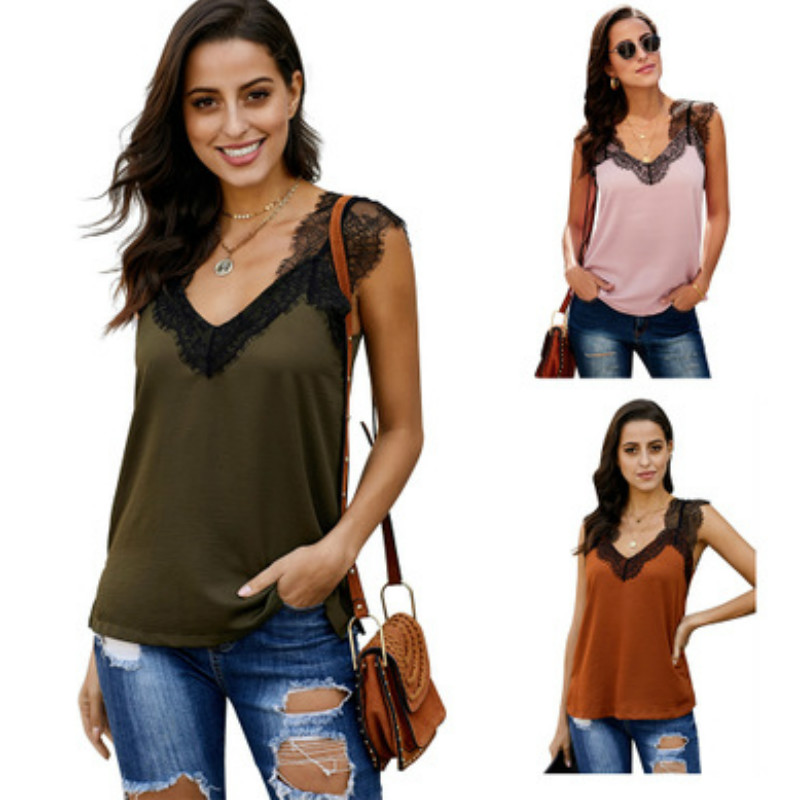 

Womens Designer Wide Lace Halter Tops Ladys Brand Solid Color Tank Top Women Fashion Casual Top Lady Daily Clothing 2020 Summer New Style, Green