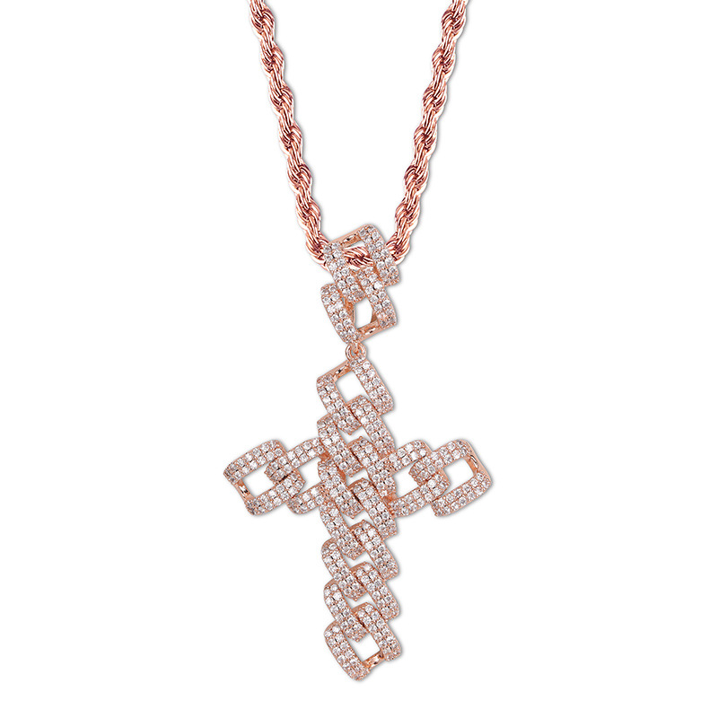 

Wholesale- Personality Cross Pendant Necklace Zircon Man's Necklace Hip Hop Jewelry Iced Out Pendant For women's New