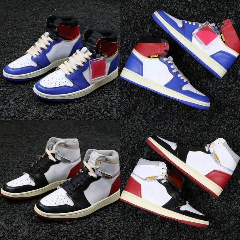 

Hot Sale 1 High OG NRG Union White Storm blue Varsity Red Designer Basketball Shoes Custom UN White Red Grey Black Fashion Trainers, White varsity red wolf grey black