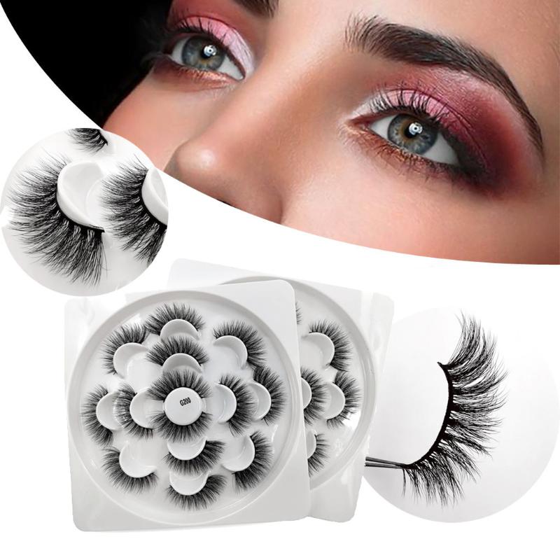 

SHIDISHANGPIN 3d mink lashes uxury 7Paire 3D False Lashes Fluffy Strip Eyelashes Long Natural Party Makeup D324