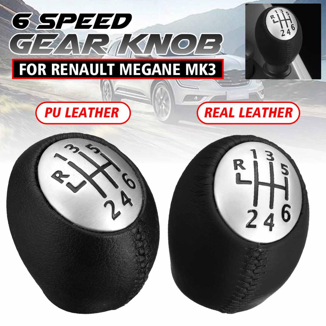 

6 Speed Gear Shift Knob Manual Lever Shifter Handball PU Leather For Megane Clio Laguna Scenic For Vauxhall