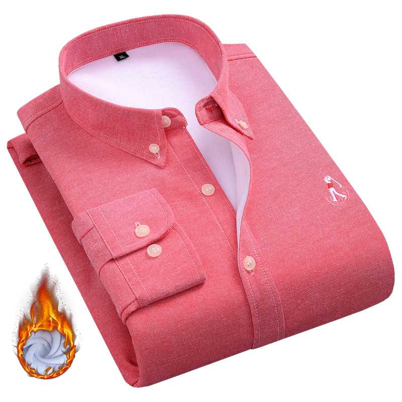 

Aoliwen brand men Solid color oxford long sleeve warm and velvet shirt fleece lining flannel cotton winter casual shirts fit men, Ldbl-893