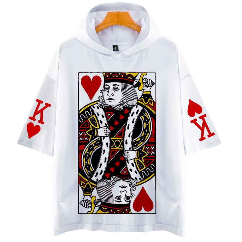 

Men's Hoodies & Sweatshirts JQK Poker 3D Print Short-sleeved Hoodie Sweatshirt Summer Hip Hop Fashion Trend Hooded Short Sleeve, As shown