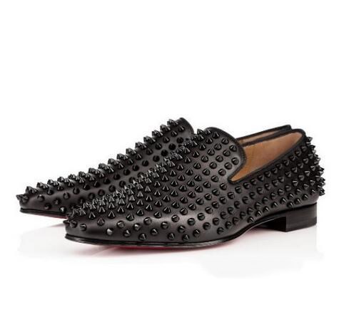 

New Mens Square Toe Spikes Back Red Bottom Tassel Loafers,Designer Leopard Real Horsehair Business Wedding Dress Shoes Men Oxfords 40-47, Black