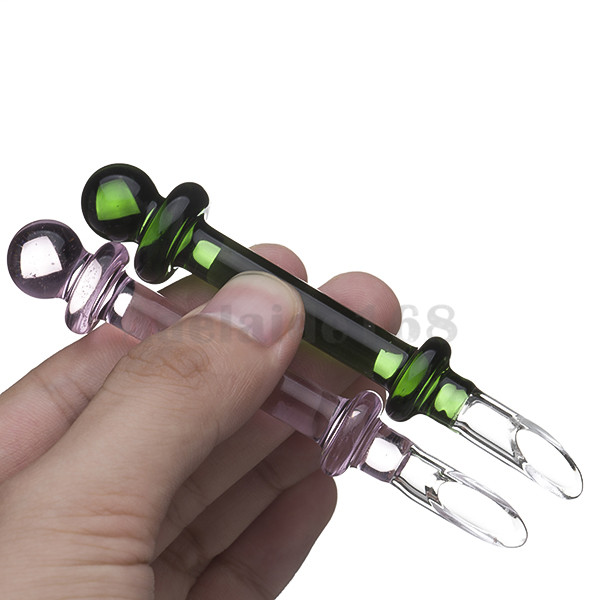 

Colored glass dabber wax collecting tip smoking hand taster for dab rigs quartz banger nail 2 Sizes to choose glass bongs 745