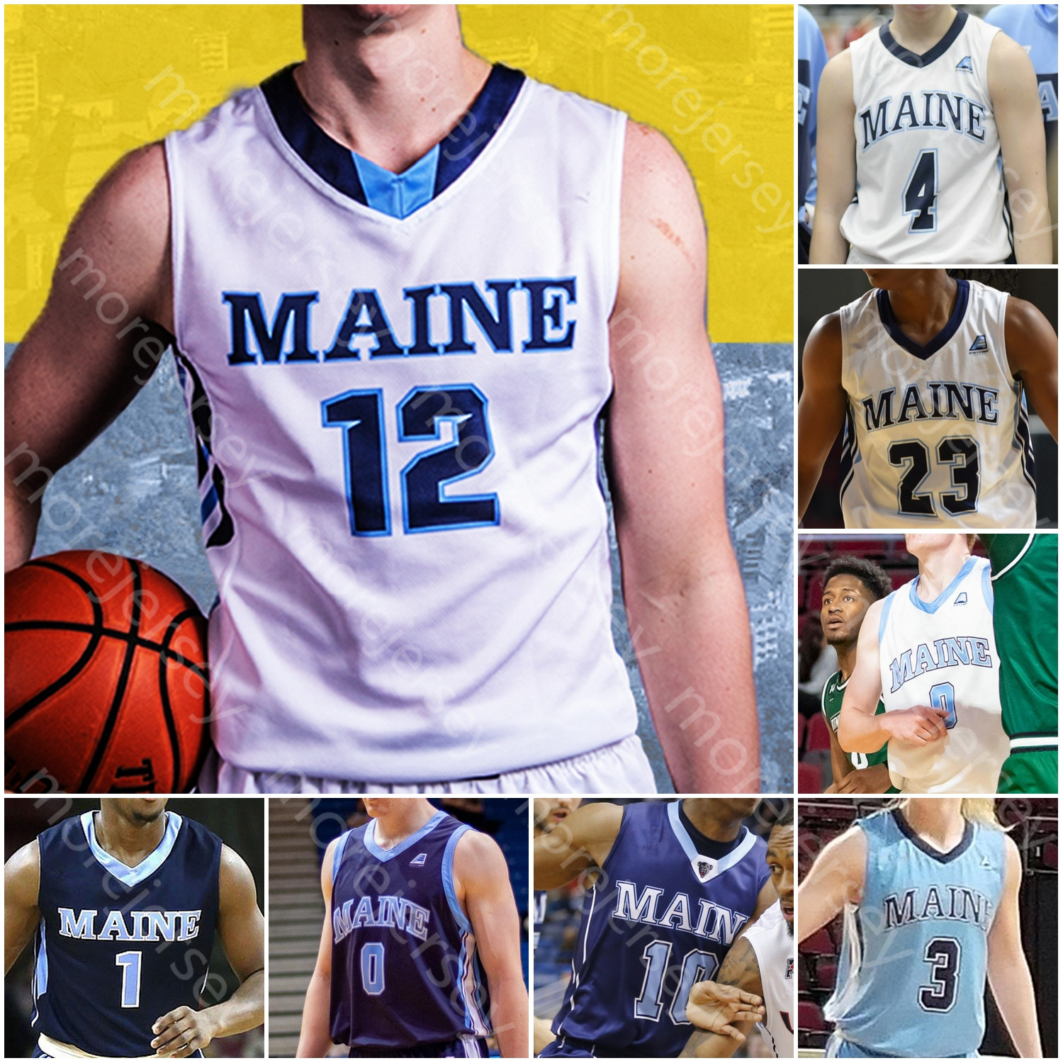 

Custom Maine Black Bears Basketball Jersey NCAA College Sergio El Darwich Andrew Fleming Nedeljko Prijovic Vilgot Larsson Stephane Ingo, White ii