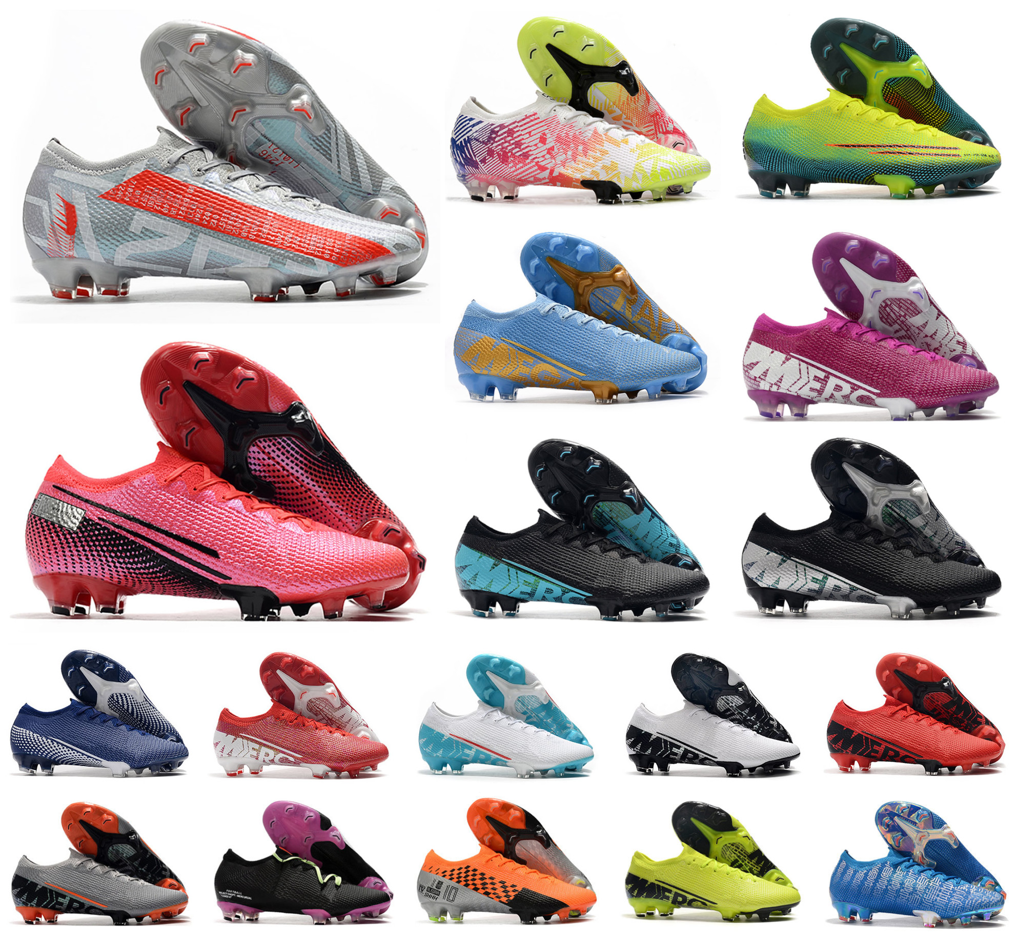 

2021 Hot Men Va pors XIII Elite FG Soccer Football Shoes 13 CR7 MDS 002 Pink Ronaldo Neymar NJR SHHH Dream Speed 360 Size 39-45, 10 fg